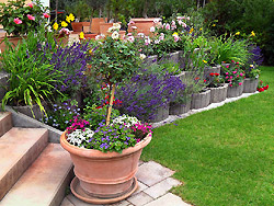 �bergang von der Terrasse zum Rasen